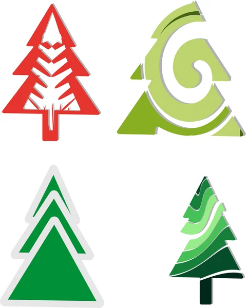 Иконы четырех рождественских елок — стоковый вектор
