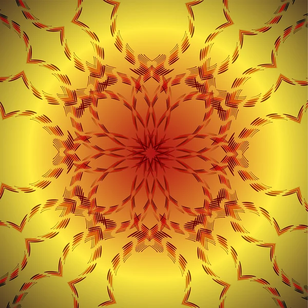Kırmızı zemin üzerine sarı çiçek süsleme — Stok Vektör