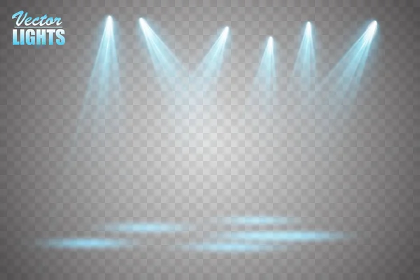 Vector Spotlights. Plaats delict. Lichte effecten. Gloeilamp effect. Vectorillustratie. — Stockvector