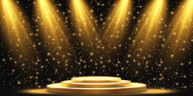 Vektör Spotlights. Sahne. Hafif Efektler. Parlak ışık efekti. Vektör illüstrasyonu.