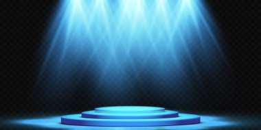 Vektör Spotlights. Sahne. Hafif Efektler. Parlak ışık efekti. Vektör illüstrasyonu.