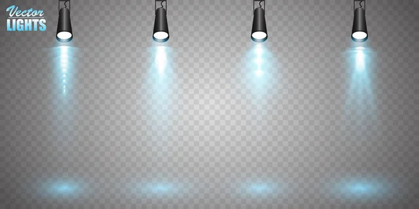 Vector Spotlights Scene Light Effects Glow Light Effect Vector Illustration — Stock Vector