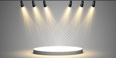 Vektör Spotlights. Sahne. Hafif Efektler. Parlak ışık efekti. Vektör illüstrasyonu.