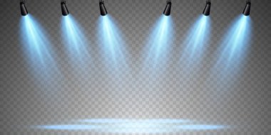 Vektör Spotlights. Sahne. Hafif Efektler. Parlak ışık efekti. Vektör illüstrasyonu.
