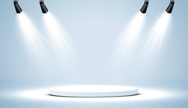 Vektör Spotlights. Sahne. Hafif Efektler. Parlak ışık efekti. Vektör illüstrasyonu.