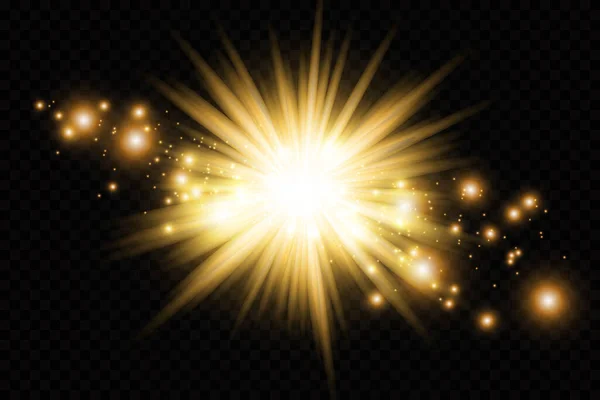 Sätt Glöd Ljuseffekt Med Vita Gnistor Och Gyllene Stjärnor Lysa — Stock vektor