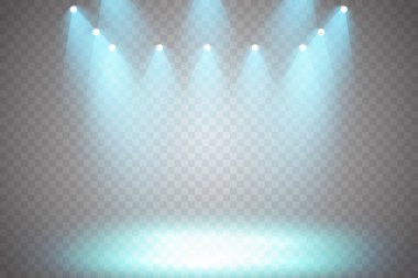 Vektör Spotlights. Sahne. Hafif Efektler. Parlak ışık efekti Vektör illüstrasyonu