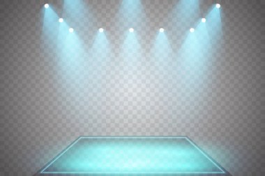 Vektör Spotlights. Sahne. Hafif Efektler. Parlak ışık efekti Vektör illüstrasyonu