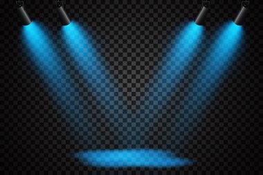 Vektör Spotlights. Sahne. Hafif Efektler. Parlak ışık efekti Vektör illüstrasyonu