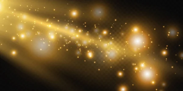 Setați Efectul Lumină Strălucitoare Scântei Albe Stele Aurii Strălucesc Lumină — Vector de stoc