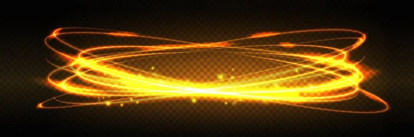 輝く黄金の螺旋線はベクトル背景に影響を与えます Eps10 抽象的な光速度運動効果 シャイな波状の道 ライトペインティング ライト トレイル ベクトルEps10 — ストックベクタ