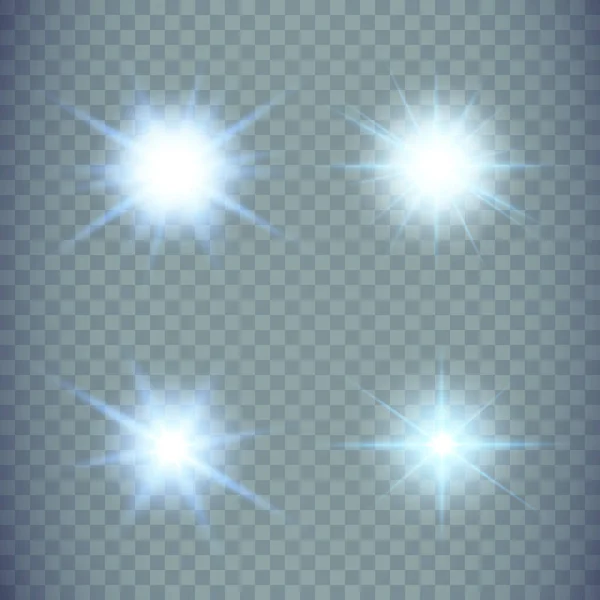 Efecto Luz Brillante Con Chispas Blancas Azules Que Brillan Con — Archivo Imágenes Vectoriales