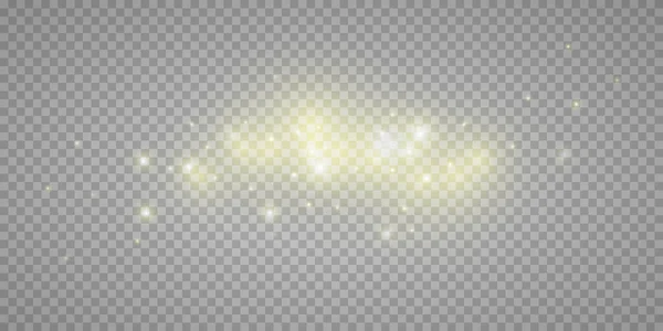 Set Glow Light Effect White Sparks Golden Stars Shine Special — Stock Vector