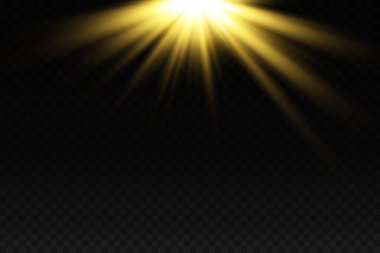 Parlak ışık efektini beyaz kıvılcımlarla ve altın yıldızları özel ışıkla parlat. Beyaz parlayan ışık. Işınlardan gelen yıldız ışığı. Güneş arkadan vuruyor. Parlak güzel yıldız. Güneş ışığı. EPS10