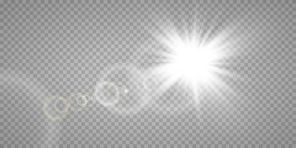 Efecto Luz Destello Lente Especial Luz Solar Transparente Vectorial Flash — Vector de stock