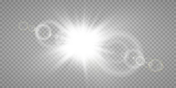 Efecto Luz Destello Lente Especial Luz Solar Transparente Vectorial Flash — Vector de stock