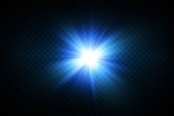 Efecto Luz Brillante Con Chispas Blancas Azules Que Brillan Con — Vector de stock