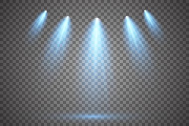 Vektör Spotlights. Sahne. Hafif Efektler. Parlak ışık efekti Vektör illüstrasyonu