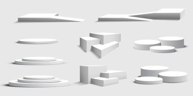 Podyum, şeffaf bir arka plan üzerinde izole. 3D Kaide. Vektör çizim. EPS 10