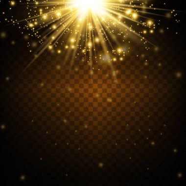 Açık yıldız altın png. Açık güneş altın png. Parlak altın png. Vektör çizer. Yaz mevsimi plajı