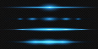 Sancaklar için hareket ışığı etkisi. Mavi çizgiler. Hızın mavi arka plandaki etkisi. Kırmızı ışık çizgileri, hız ve hareket. Vektör mercek parlaması