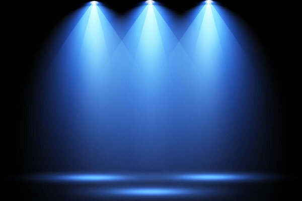 Векторные прожекторы. Сцена. Световые эффекты. Векторная иллюстрация свечения
