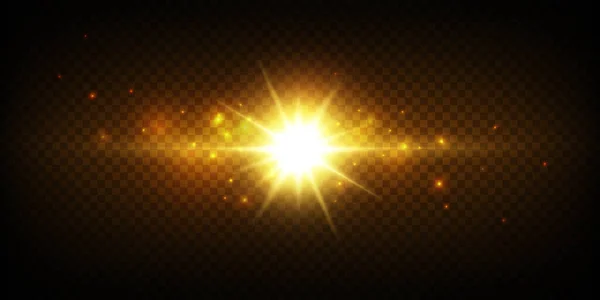 백색광 황금빛 빛나는 빛으로 줍니다 광선에서 나오는 역광을 받는다 아름다운 — 스톡 벡터