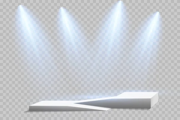 Ramp Podium Pedestal Platform Illuminated Spotlights Gray Background Scene Picturesque — Stock Vector