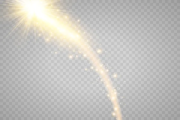 Establecer Efecto Luz Brillante Con Chispas Blancas Estrellas Doradas Brillan — Vector de stock