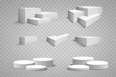 Podyum, şeffaf bir arka plan üzerinde izole. 3D Kaide. Vektör çizim. EPS 10
