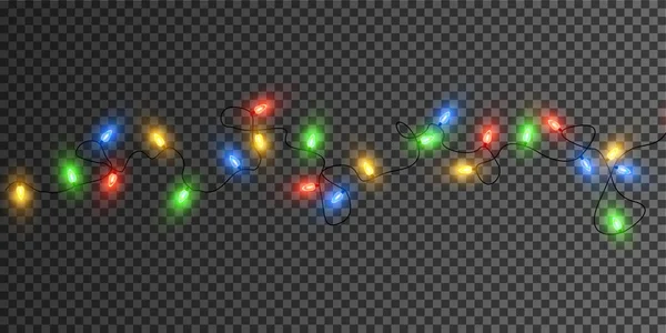 Luces Navidad Guirnaldas Navidad Coloridas Vector Rojo Amarillo Azul Verde — Archivo Imágenes Vectoriales