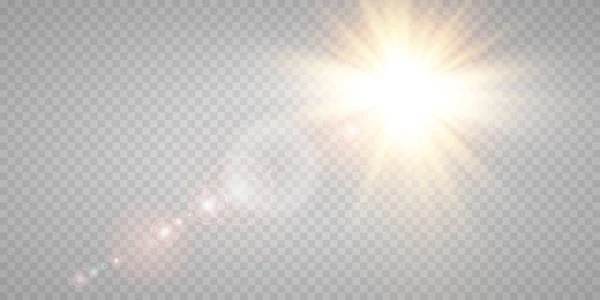 Vector Transparant Gouden Zonlicht Speciale Lens Flare Licht Effect Zonneschijn — Stockvector