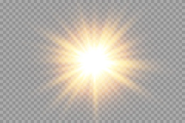 Luce Solare Dorata Trasparente Vettoriale Effetto Luce Brillamento Speciale Lente — Vettoriale Stock