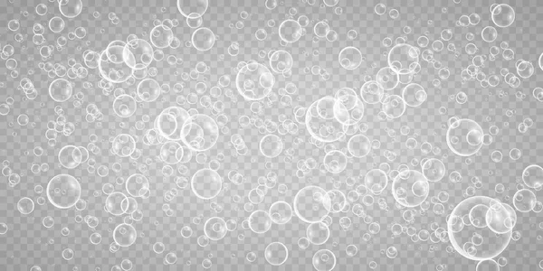 一套五彩缤纷的肥皂泡设计 透明背景下孤立 现实的肥皂泡沫 — 图库矢量图片