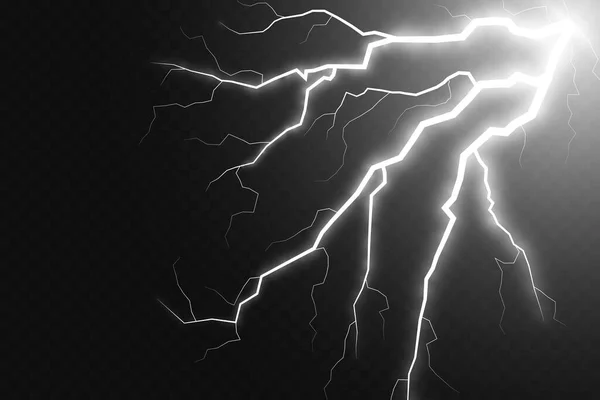 Bir Dizi Büyülü Parlak Işık Efekti Yıldırımlı Bulutlu Bir Fırtına — Stok Vektör