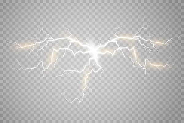 Zestaw Magic Lightning Jasne Efekty Świetlne Ilustracja Wektora — Wektor stockowy