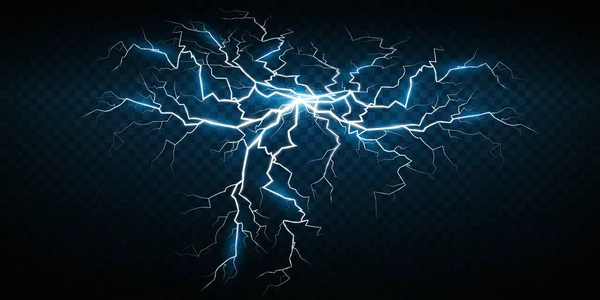 魔法の雷と明るい照明効果のセット ベクターイラスト — ストックベクタ