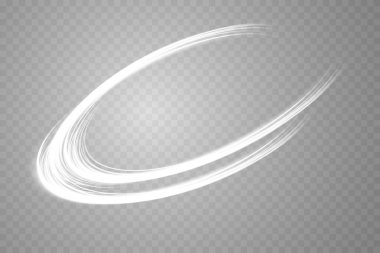 Beyaz renkli parıltılı hareket ve hız soyut ışık çizgileri. Işık her gün parıldıyor. Yarı dairesel dalga, ışık eğrisi girdap, araba farları, parlak optik fiber png