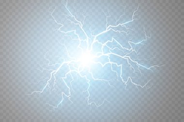 Bir dizi sihirli yıldırım ve parlak ışık efektleri. Vektör illüstrasyonu