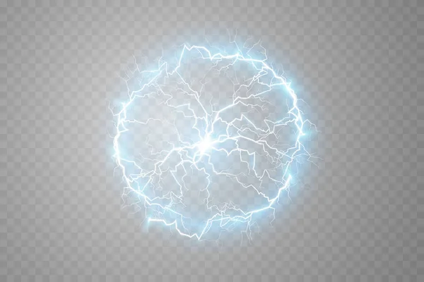 Шаровая Молния Светлом Прозрачном Голубом Фоне Векторная Иллюстрация Абстрактная Электрическая — стоковый вектор