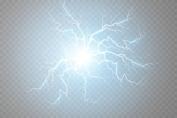 Bir Dizi Sihirli Yıldırım Parlak Işık Efektleri Vektör Illüstrasyonu — Stok Vektör