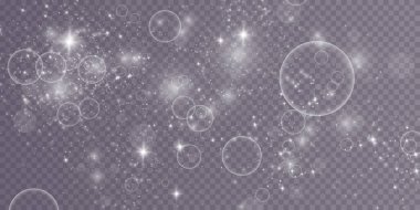 Şeffaf arkaplanda izole edilmiş beyaz ışık efektleri. Noel ışıkları. Işınlar ve spot ışıklarıyla güneş parlaması. Işık efekti. Kartlar ve tatil geçmişleri için parıltılı yıldız patlaması