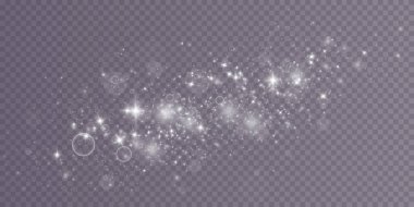 Şeffaf arkaplanda izole edilmiş beyaz ışık efektleri. Noel ışıkları. Işınlar ve spot ışıklarıyla güneş parlaması. Işık efekti. Kartlar ve tatil geçmişleri için parıltılı yıldız patlaması