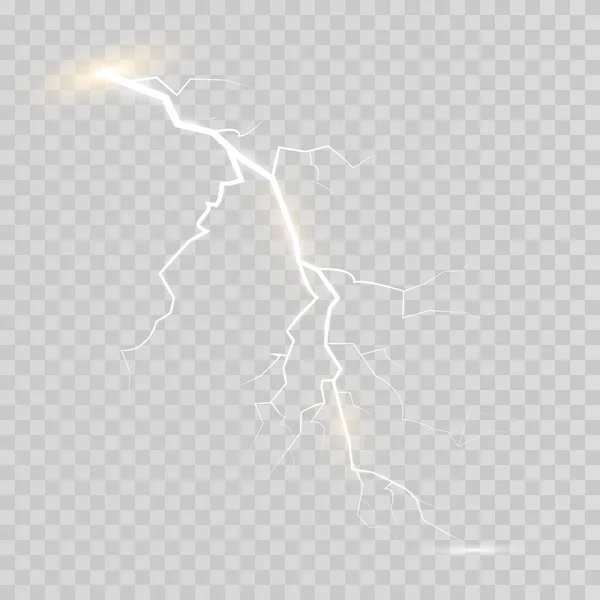魔法の雷と明るい照明効果のセット ベクターイラスト — ストックベクタ