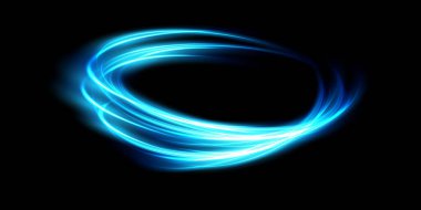 Abstract light lines of movement and speed in blue. Light everyday glowing effect. semicircular wave, light trail curve swirl, car headlights, incandescent optical fiber png clipart