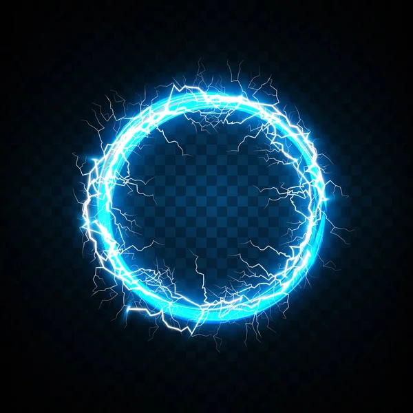 Ball Lightning Transparent Dark Blue Background Vector Illustration Abstract Electric — Stock Vector