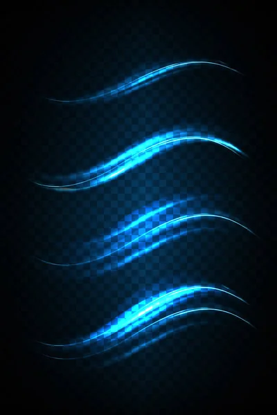 Mavi Parlak Çizgiler Vektör Arkaplanı Etkiler Eps10 Hareketin Işık Hızıyla — Stok Vektör