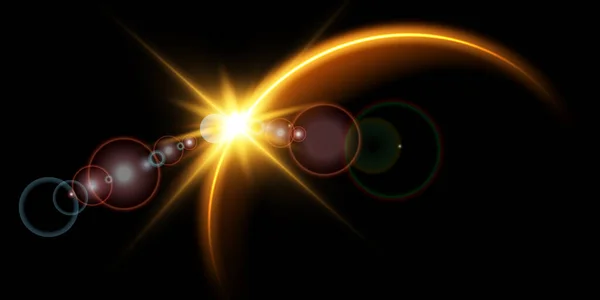 Край Золотого Сонячного Затемнення Чорному Тлі Золоте Затемнення Реклами Продуктів — стоковий вектор