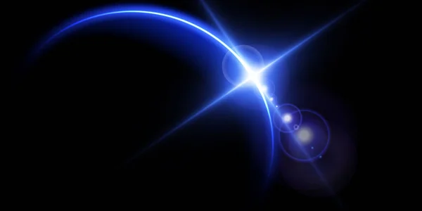 Der Rand Einer Sonnenfinsternis Auf Schwarzem Hintergrund Blau Blaue Sonnenfinsternis — Stockvektor