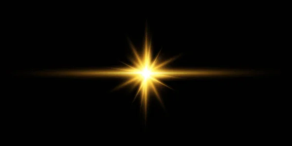 Golden Star Svart Bakgrund Effekten Glöd Och Strålar Ljus Glödande — Stock vektor